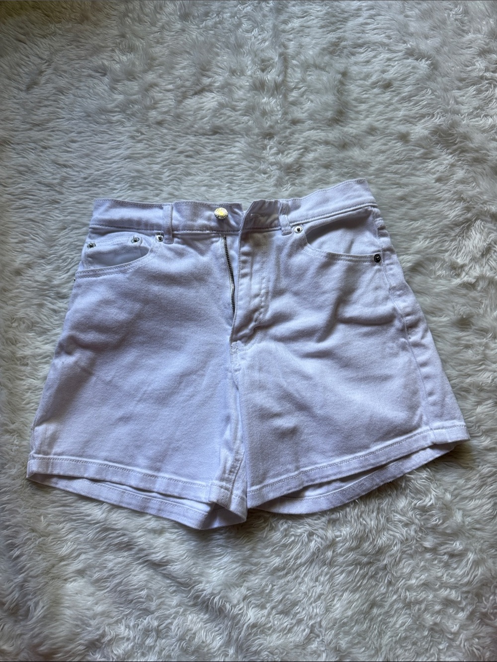 High-Rise White Denim Shorts for Women